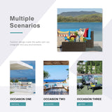 Devoko 5 Pieces Outdoor Patio Furniture Sets Wicker Sectional Sofa PE Rattan Conversation Sets