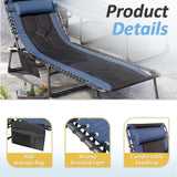 Devoko Patio Metal Lounge Chairs Folding Adjustable Chaise Chair with Side Bag