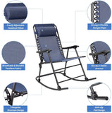 Devoko Zero Gravity Rocking Chair with Headrest Pillow Folding Recliner Foldable Lounge Chair