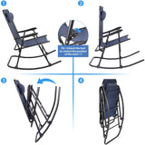 Devoko Zero Gravity Rocking Chair with Headrest Pillow Folding Recliner Foldable Lounge Chair