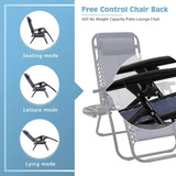 Devoko 3 Pieces Zero Gravity Chair Patio Foldable Chaise Lounge Chairs 2 Beach Chairs and Table with Cup Holders