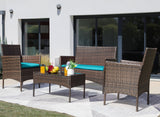 Devoko 4 Pieces Outdoor Patio Conversation Set PE Rattan Wicker Furniture Set