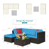 Devoko 5 Pieces Outdoor Patio Furniture Sets Wicker Sectional Sofa PE Rattan Conversation Sets