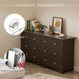 Vineego Rustic Modern Chest of 6 Drawers,Extra Wide Double Dresser for Master Bedroom or Nursery Storage