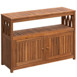 Devoko Wood Acacia Buffet Cabinet Sideboard with Storage, Double Door Wooden Coffee Bar Cabinet with Shelves For Patio Outdoor, Indoor