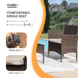 Devoko 4 Pieces Outdoor Patio Furniture Sets Conversation Sets Rattan Chair Wicker Sets with Cushioned Tempered Glass