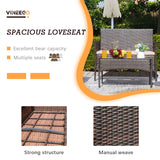 Devoko 4 Pieces Outdoor Patio Furniture Sets Conversation Sets Rattan Chair Wicker Sets with Cushioned Tempered Glass