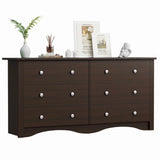 Vineego Rustic Modern Chest of 6 Drawers,Extra Wide Double Dresser for Master Bedroom or Nursery Storage