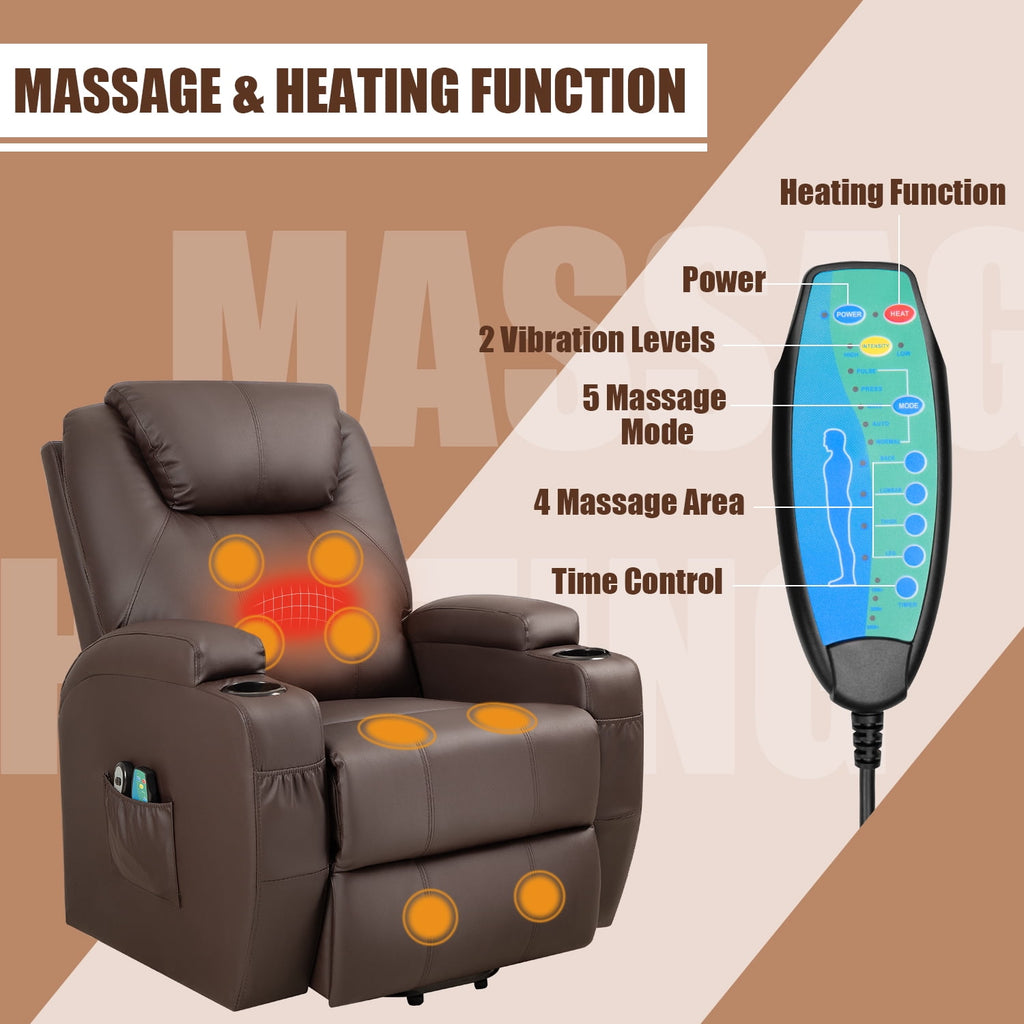Devoko Standard Size Recliner Faux Leather Power Lift Assist Chair wit