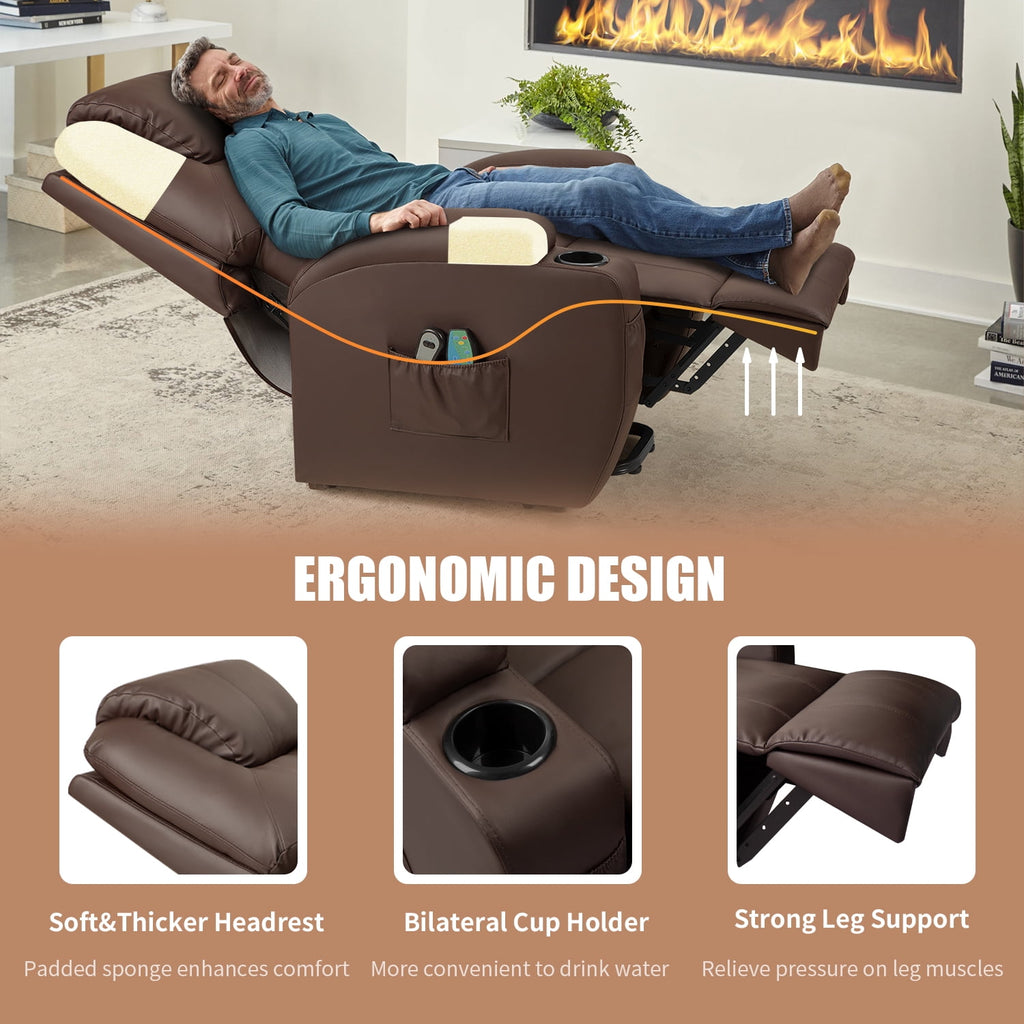 Devoko Standard Size Recliner Faux Leather Power Lift Assist Chair wit