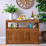 Devoko Wood Acacia Buffet Cabinet Sideboard with Storage, Double Door Wooden Coffee Bar Cabinet with Shelves For Patio Outdoor, Indoor