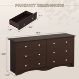 Vineego Rustic Modern Chest of 6 Drawers,Extra Wide Double Dresser for Master Bedroom or Nursery Storage