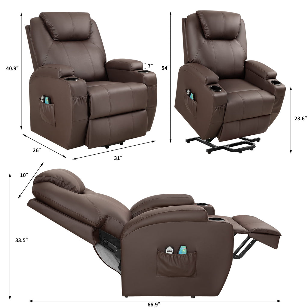 devoko Electric Reclining Chair with Massage and Heating,Faux Leather ...