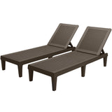 Devoko Set of 2 Outdoor Patio Chaise Lounge Chairs, Rattan Style, Multi-angle Adjustable Back