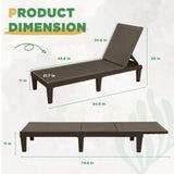 Devoko Set of 2 Outdoor Patio Chaise Lounge Chairs, Rattan Style, Multi-angle Adjustable Back