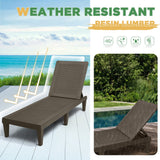 Devoko Set of 2 Outdoor Patio Chaise Lounge Chairs, Rattan Style, Multi-angle Adjustable Back