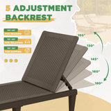 Devoko Set of 2 Outdoor Patio Chaise Lounge Chairs, Rattan Style, Multi-angle Adjustable Back