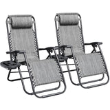 Devoko Set of 2 Outdoor Casual Adjustable Zero Gravity Chair with Pillow and Cup Holder