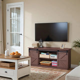 Devoko Sliding Barn Door TV Stand, Storage Space with Adjustable Divider for TVs up to 70 "