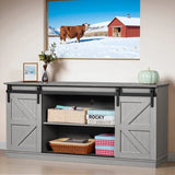 Devoko Sliding Barn Door TV Stand, Storage Space with Adjustable Divider for TVs up to 70 "