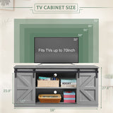 Devoko Sliding Barn Door TV Stand, Storage Space with Adjustable Divider for TVs up to 70 "