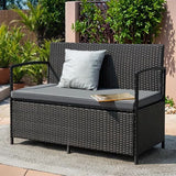 Devoko Outdoor rattan love seat Patio Furniture Loveseat with Base Storage Rattan Sofa,Black & Gray