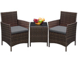 Devoko Patio Conversation Set Outdoor Furniture Set PE Rattan Set of 3