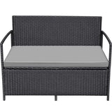 Devoko Outdoor rattan love seat Patio Furniture Loveseat with Base Storage Rattan Sofa,Black & Gray