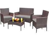 Devoko 4 Pieces Outdoor Patio Conversation Set PE Rattan Wicker Furniture Set