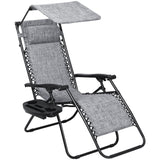 Devoko Patio Zero Gravity Chair Outdoor Folding Recliner Lounge Chair with Attachable Sunshade Canopy and Holder