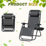 Devoko Set of 2 Outdoor Casual Adjustable Zero Gravity Chair with Pillow and Cup Holder