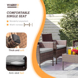 Devoko 4 Pieces Outdoor Patio Furniture Sets Conversation Sets Rattan Chair Wicker Sets with Cushioned Tempered Glass