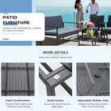 Devoko 4 Pieces Patio Conversation Sets PE Rattan Chairs with Loveseat and Table