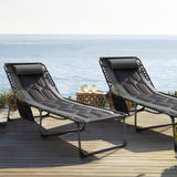 Devoko Patio Metal Lounge Chairs Folding Adjustable Chaise Chair with Side Bag