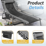 Devoko Patio Metal Lounge Chairs Folding Adjustable Chaise Chair with Side Bag