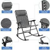 Devoko Zero Gravity Rocking Chair with Headrest Pillow Folding Recliner Foldable Lounge Chair