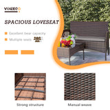 Devoko 4 Pieces Outdoor Patio Furniture Sets Conversation Sets Rattan Chair Wicker Sets with Cushioned Tempered Glass