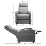 Devoko Home Theater Recliner with Padded Seat and Backrest, Blue Fabric