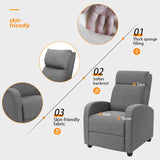 Devoko Fabric Single Massage Recliner Chair with Thick Seat Cushion and Backrest, Gray Fabric, Gray