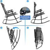 Devoko Zero Gravity Rocking Chair with Headrest Pillow Folding Recliner Foldable Lounge Chair