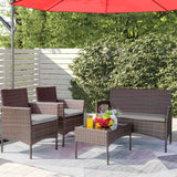Devoko 4 Pieces Outdoor Patio Conversation Set PE Rattan Wicker Furniture Set