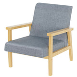 Devoko Rocking Armchair, Upholstered High Back Living Room Rocking Chair with Pillow Accents, Linen Single Sofa with Rattan Wooden Armrests