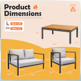 Devoko 4 Piece Outdoor Patio Furniture with Cushions Outdoor Table and Chair Set for Patio Balcony Patio Dining Set,Gray