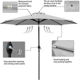 Devoko 9FT Patio Umbrella Outdoor Table Umbrella with 8 Sturdy Ribs