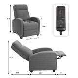 Devoko Fabric Single Massage Recliner Chair with Thick Seat Cushion and Backrest, Gray Fabric, Gray