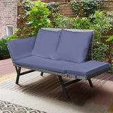 Devoko Patio Wicker Daybed with Adjustable Armrest, Outdoor Foldable PE Rattan Sofa Bed for All-Weather Use