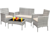 Devoko 4 Pieces Outdoor Patio Conversation Set PE Rattan Wicker Furniture Set