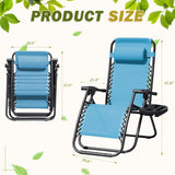 Devoko Set of 2 Outdoor Casual Adjustable Zero Gravity Chair with Pillow and Cup Holder