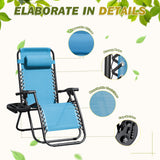 Devoko Set of 2 Outdoor Casual Adjustable Zero Gravity Chair with Pillow and Cup Holder