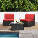 Devoko 3 Pieces Small Patio Conversation Set Outdoor Polyester Bistro Set with All Weather Cushions